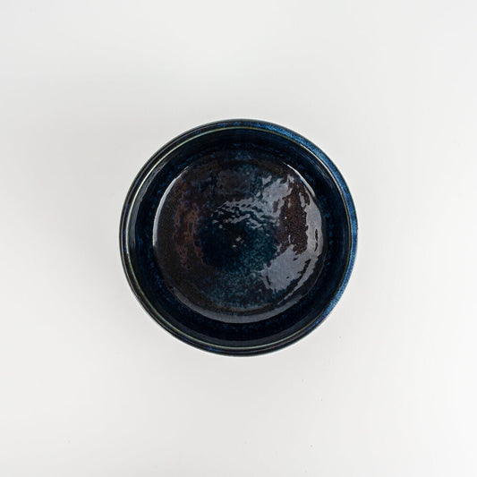 Matcha Bowl Blue Kinyo Glaze (Mino Ware) — side view