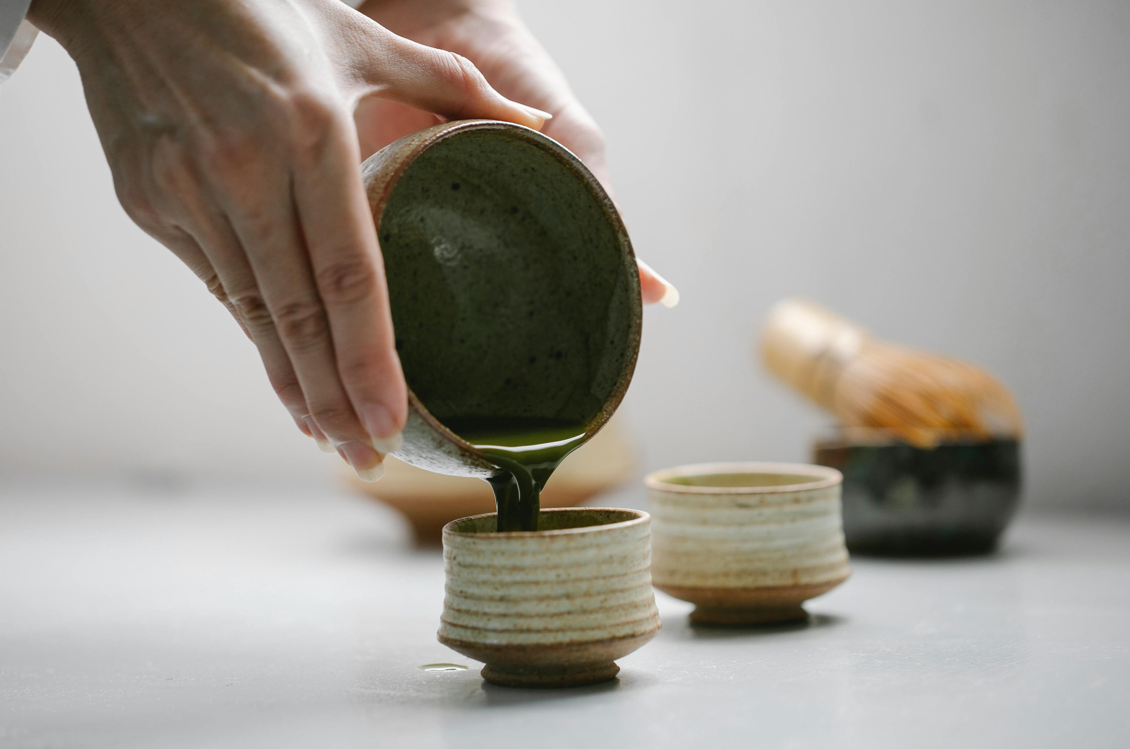 pouring matcha