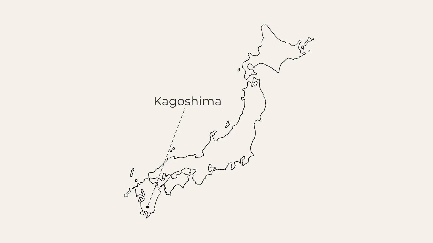 Map of Japan highlighting Kagoshima, source of premium Japanese tea and teaware