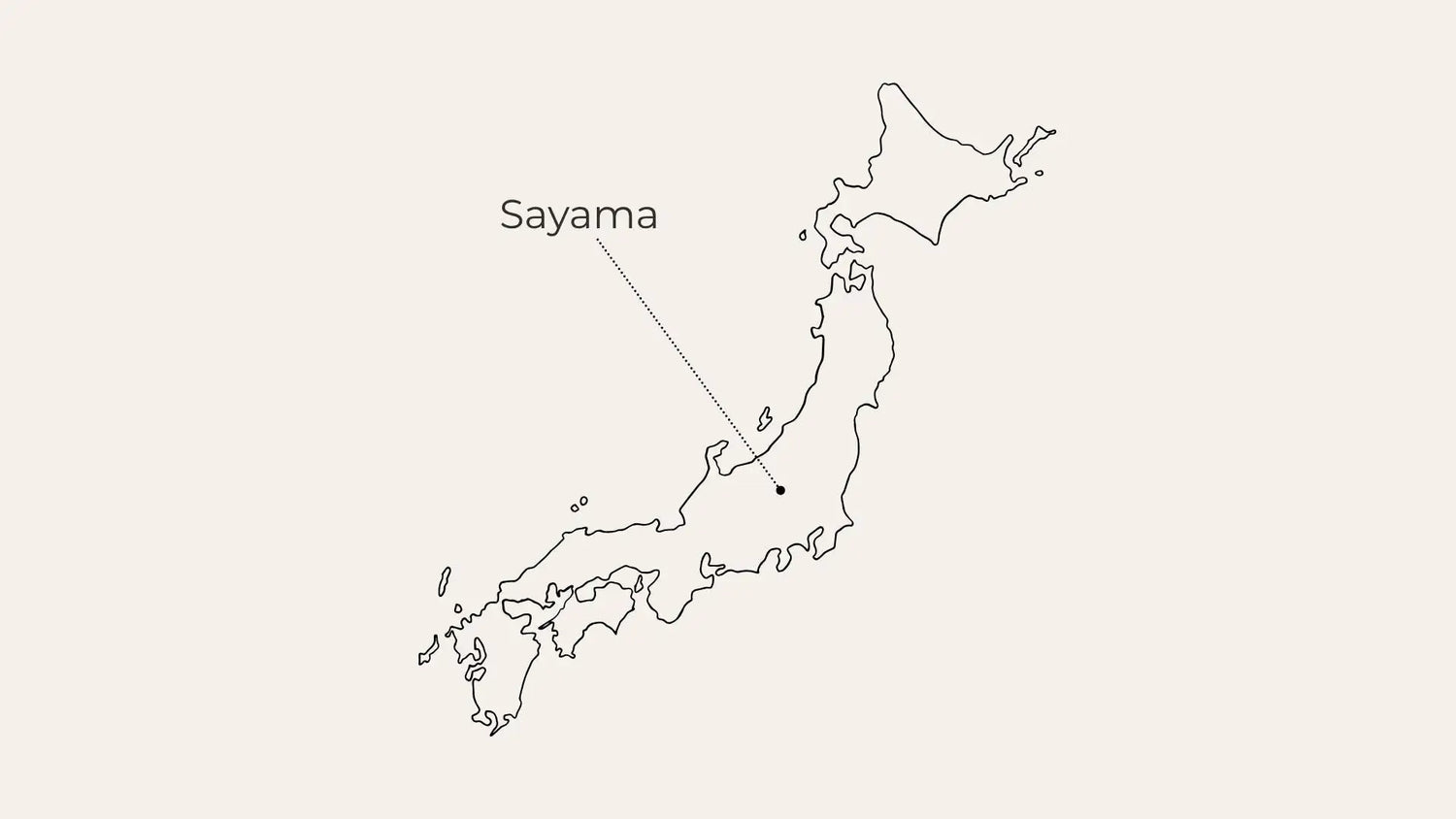 Map of Japan highlighting Sayama region for authentic Japanese tea sourcing