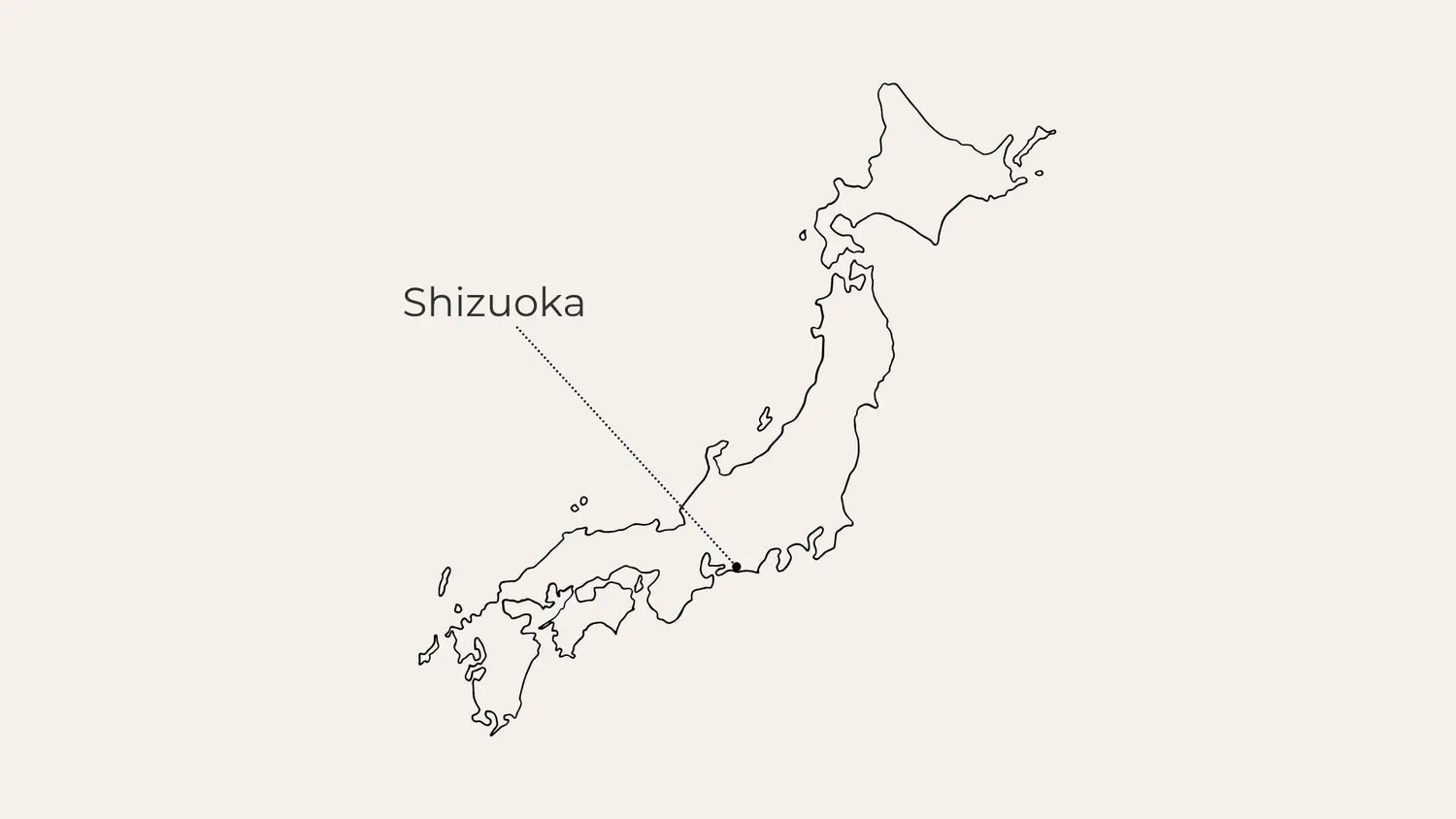 Map of Japan highlighting Shizuoka region, known for premium Japanese tea production