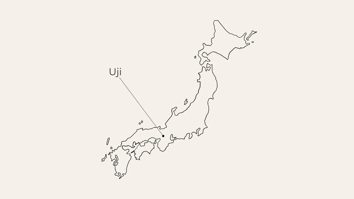 Map of Japan highlighting Uji, renowned for premium Japanese green tea production.