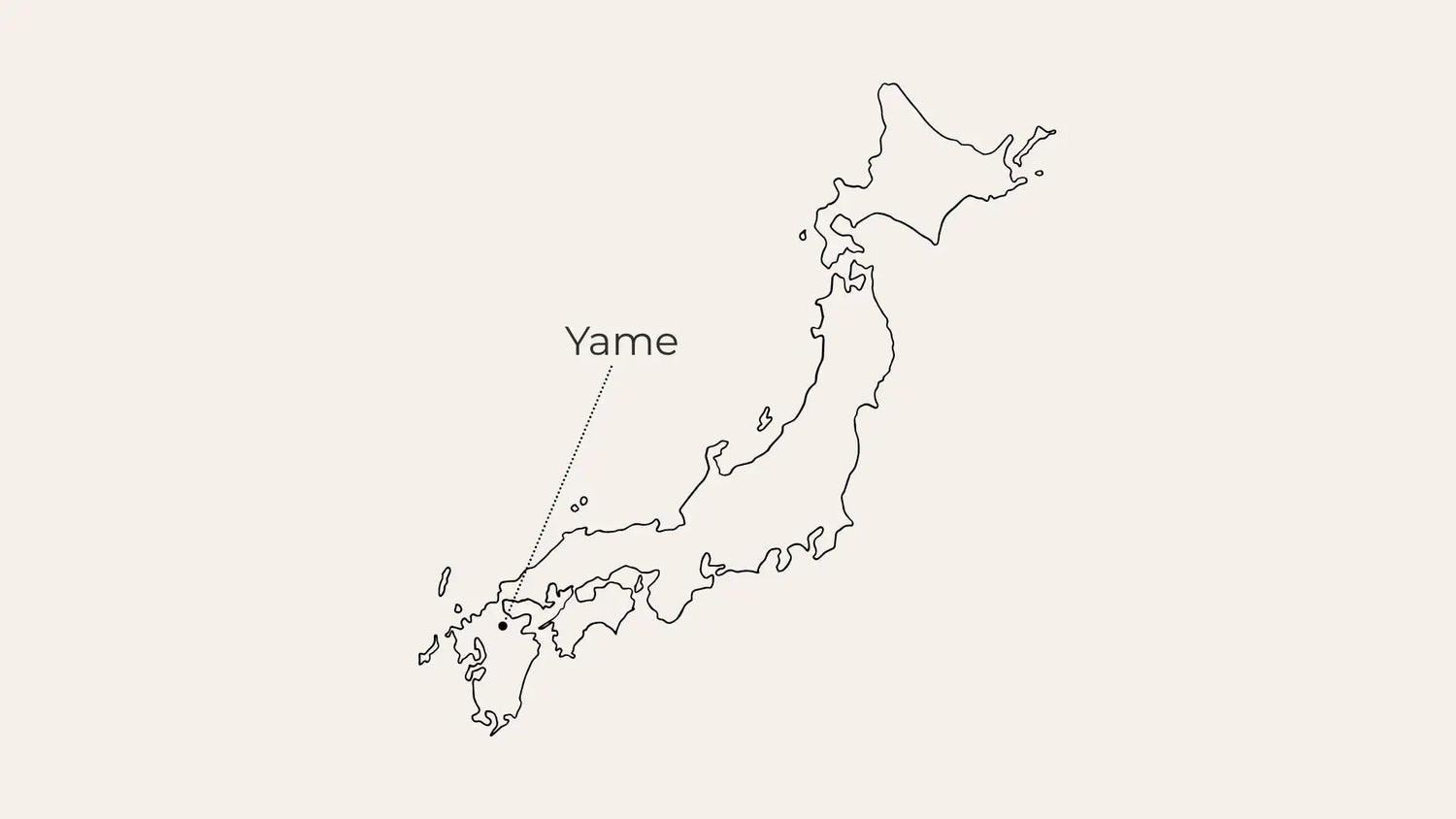 Map of Japan highlighting Yame region, known for premium Japanese green tea production