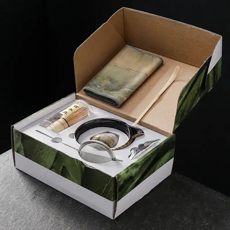YUGEN MATCHA 7-Piece Ceremonial Matcha Set - Includes Whisk, Bowl, Sifter, Spoon, Holder, Cloth & Ceremonial Grade Powder - View #4