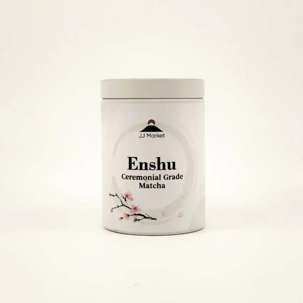 Enshu Ceremonial Grade Matcha container on a white background