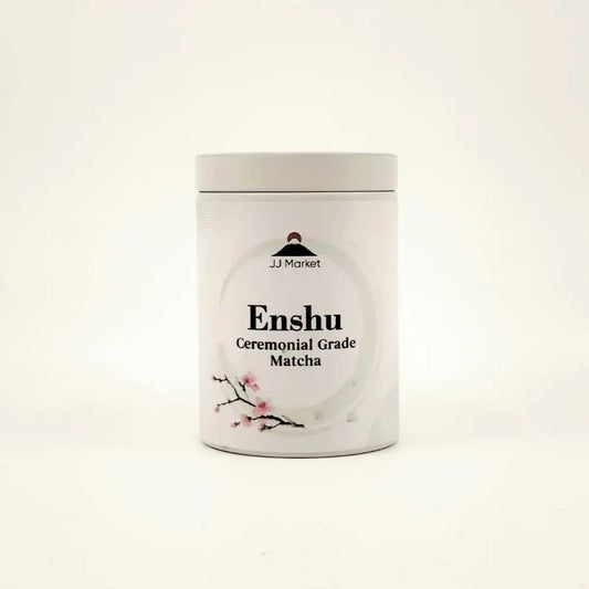 Enshu Ceremonial Grade Matcha container on a white background