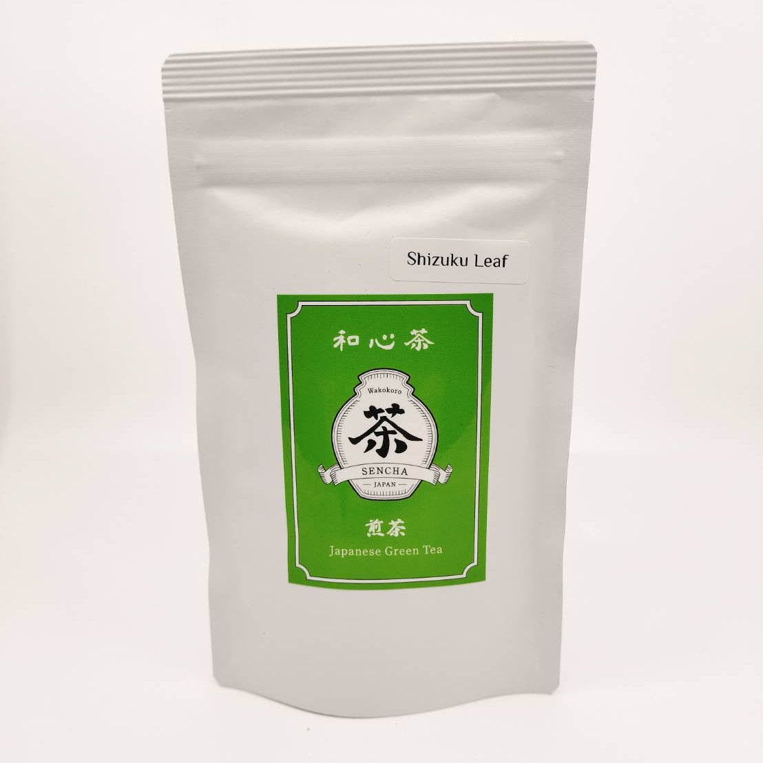 Shizuoka Leaf tea package on a white background