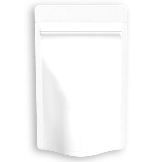 Resealable white stand-up pouch for Japanese tea or loose leaf tea packaging