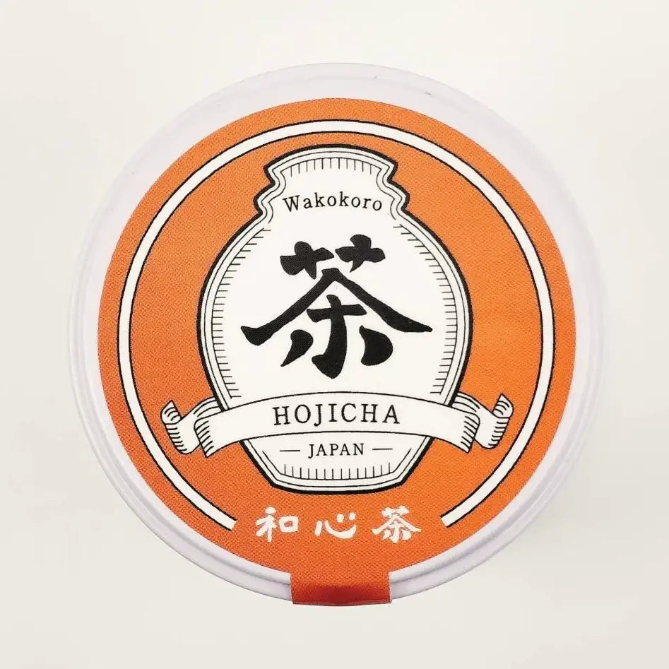 Wakokoro Hojicha Japanese roasted green tea in orange-lidded tin, authentic Japanese tea
