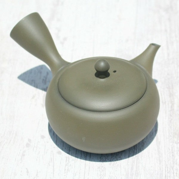 Kyusu Teapot Green Flat-Round Takasuke Kiln (Tokoname ware)