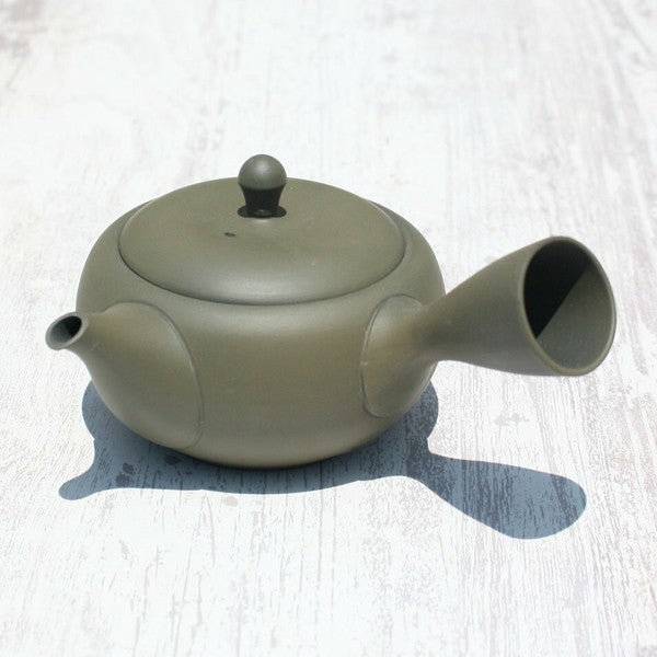 Kyusu Teapot Green Flat-Round Takasuke Kiln (Tokoname ware)