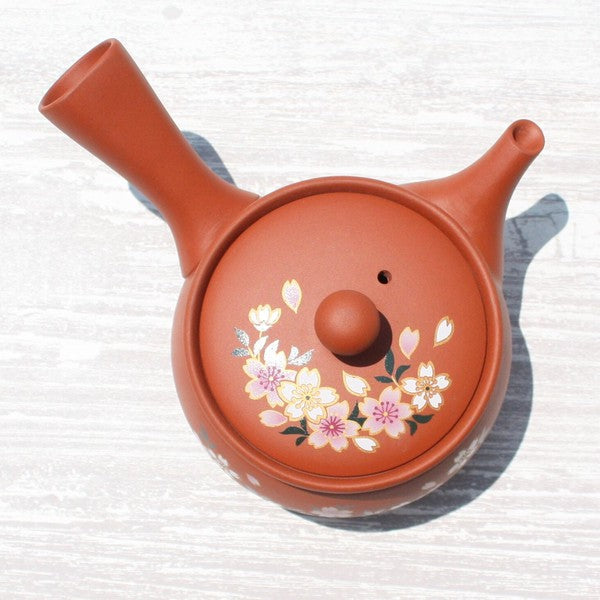 Kyusu Teapot Red Sakura (Tokoname ware)
