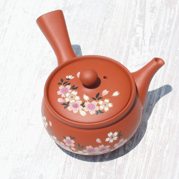 Kyusu Teapot Red Sakura (Tokoname ware)