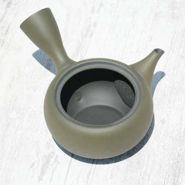 Kyusu Teapot Green Flat-Round Takasuke Kiln (Tokoname ware)