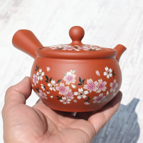 Kyusu Teapot Red Sakura (Tokoname ware)