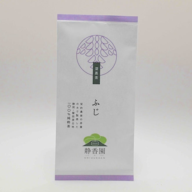 Product packaging with a purple and white design on a light gray background