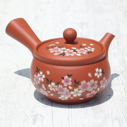 Kyusu Teapot Red Sakura (Tokoname ware)