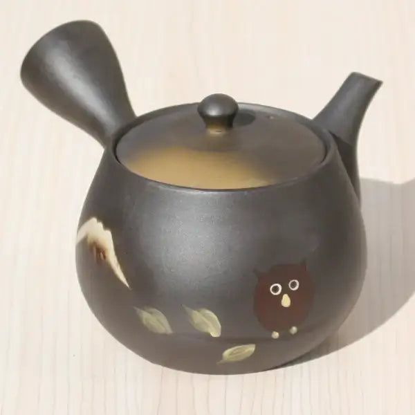 Kyusu Teapot Fuji Owl with Stainless Strainer (Tokoname ware) - JJ Market