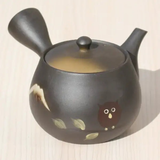 Kyusu Teapot Fuji Owl with Stainless Strainer (Tokoname ware) - JJ Market