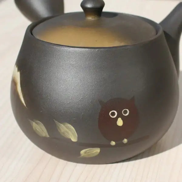 Kyusu Teapot Fuji Owl with Stainless Strainer (Tokoname ware) - JJ Market