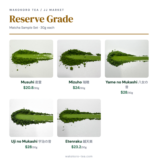 Reserve Ceremonial Grade Matcha Sample Set — five 30g matcha