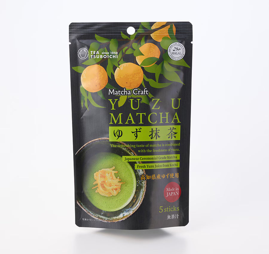 Yuzu Matcha tea powder pouch with Japanese ceremonial grade matcha and fresh yuzu juice, made in Japan